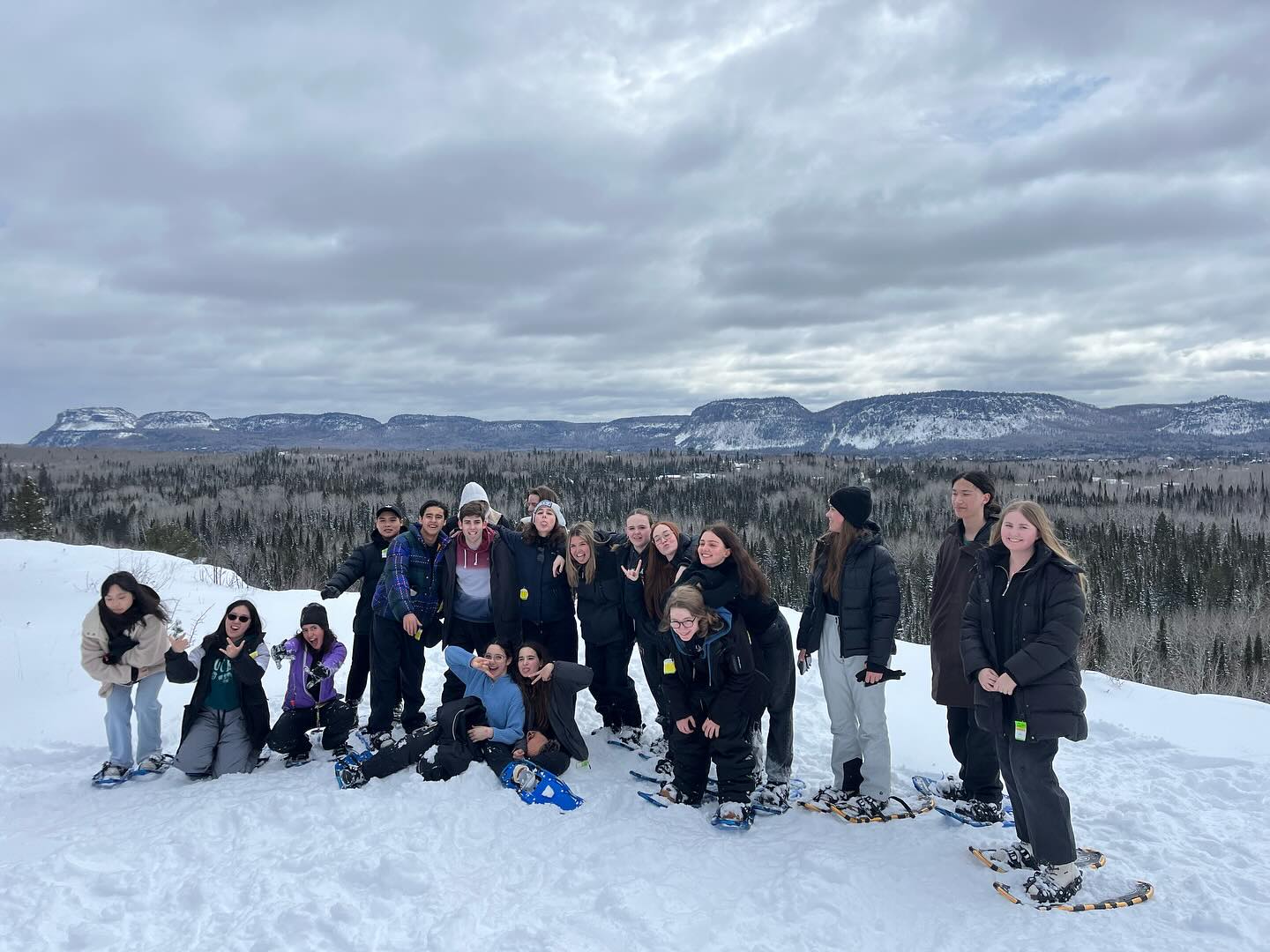 International students snowshoeing