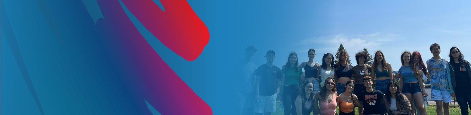 group-of-international-students-at-farewell-event-with-lakehead-public-schools-blue-and-rainbow-logo